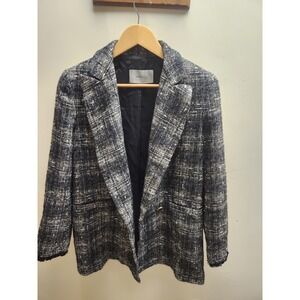 MARELLA Tweed Blazer Jacket Women's Classic Collar Button Front Outerwear